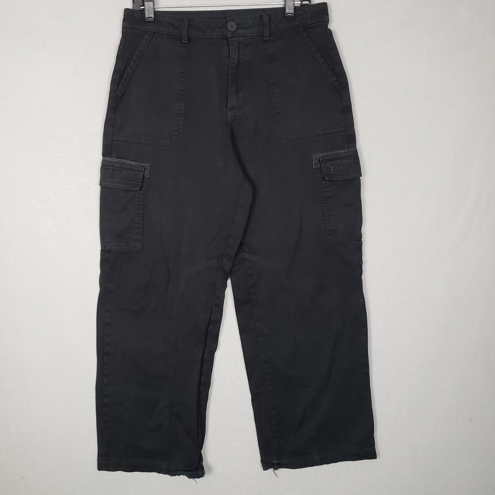 Victorias Secret PINK Cargo Twill Pants Black Baggy Grunge Distressed Streetwear